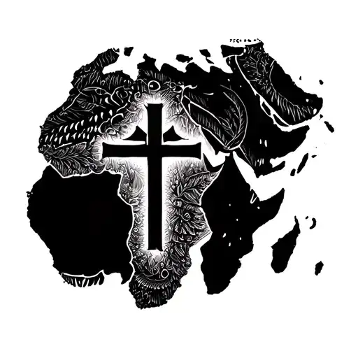 Africa Continent With Christian Cross