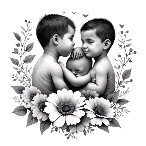 Three Sons Born April June And June With Flowers