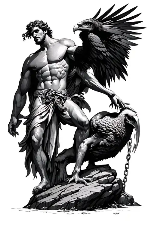 Prometheus Chained To A Rock And Having His Liver Eaten By A Vulture