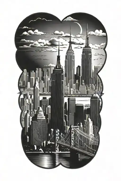 Nyc Skyline Tattoo Design Combining Elements