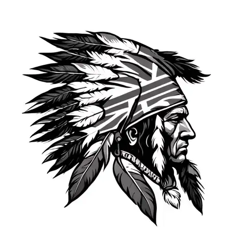 Native Chief Feather Hat With British Flag