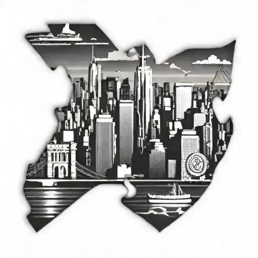 Nyc Skyline Puzzle Piece Intertwined