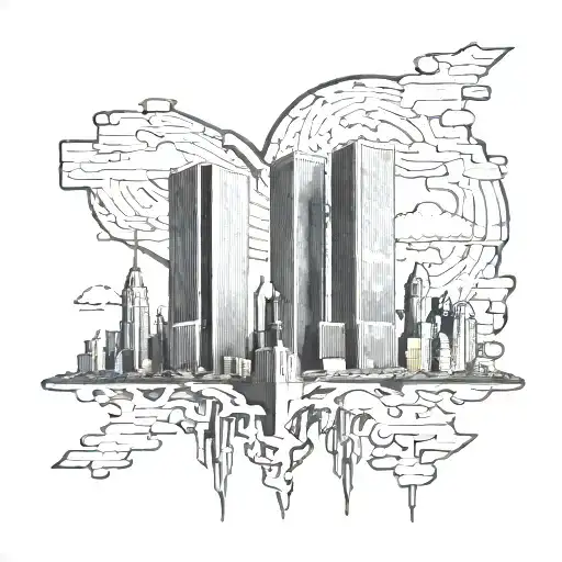 Nyc Twin Tower Skyline Puzzle Piece Intertwined Hearts