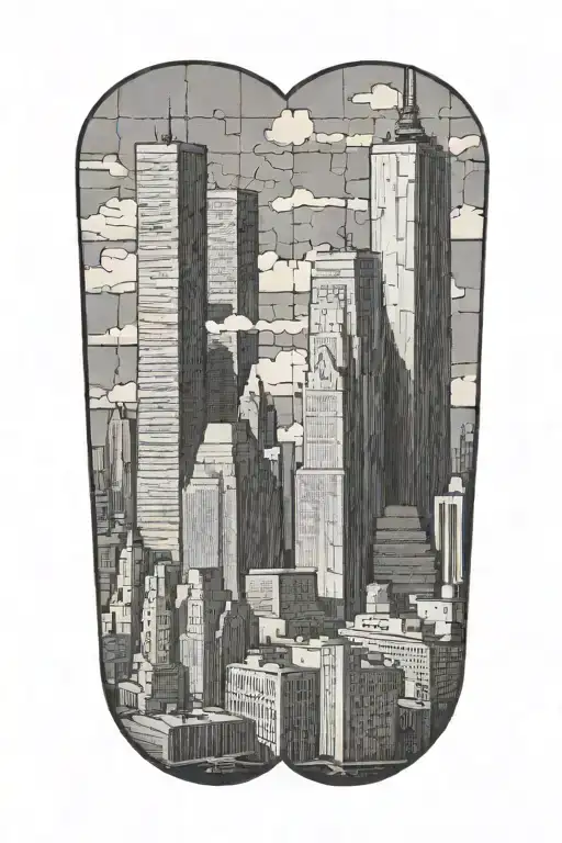 Nyc Twin Towers Skyline Puzzle Piece I Love You
