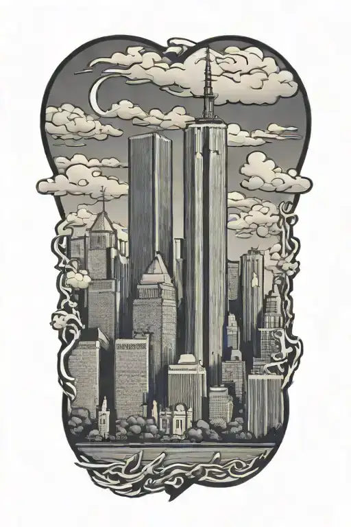 Nyc Twin Towers Skyline With Statue Of Libert Puzzle Piece I Love You Intertwined Within