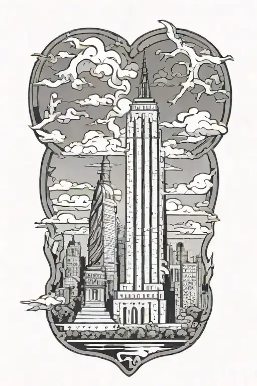 Nyc Twin Towers Skyline With Statue Of Libert Puzzle Piece Intertwined