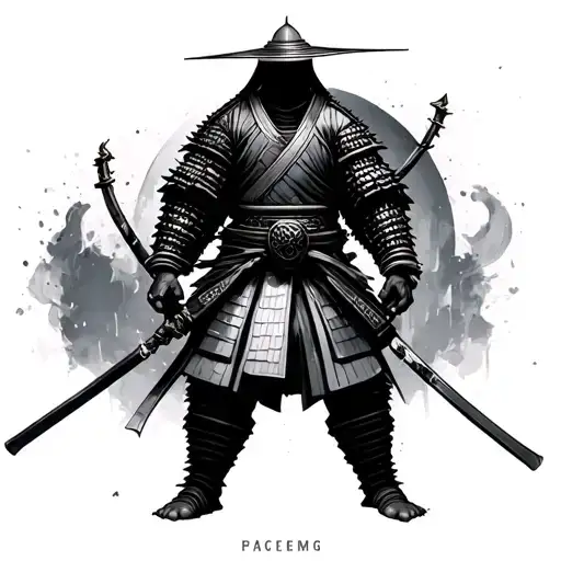 A Faceless Samurai Standing With Absolute Confidence