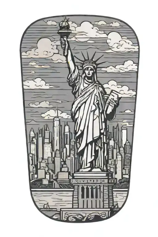 Nyc Twin Towers Skyline With Statue Of Liberty Puzzle