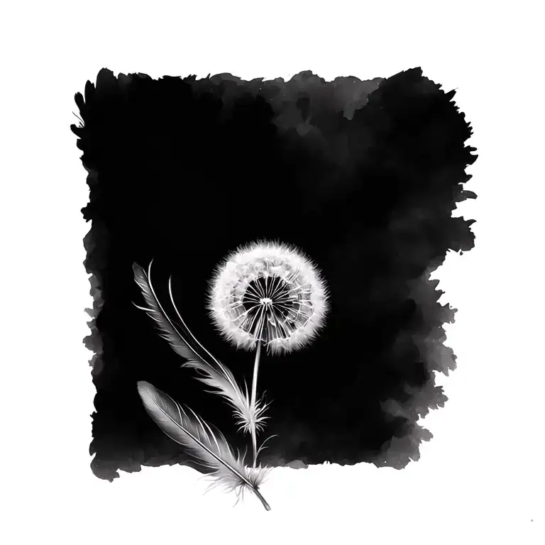 Blackout Feather And Dandelion Flower