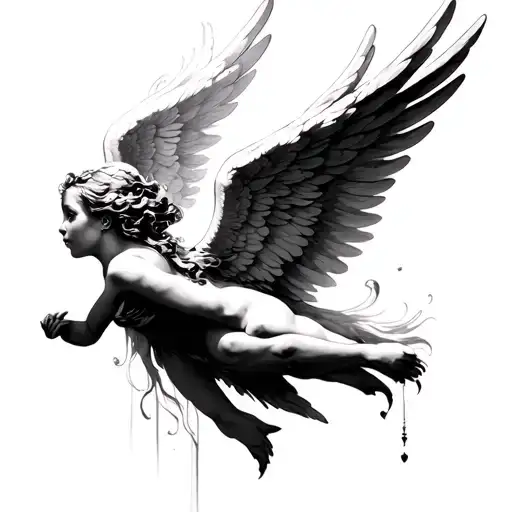 Flying Whispering Angels With Wide Wings