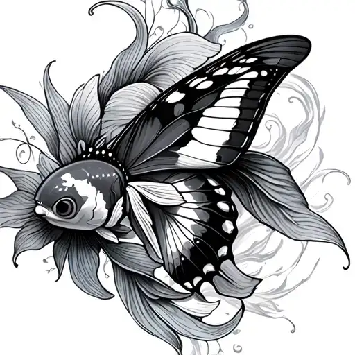 Butterfly And Koi Fish
