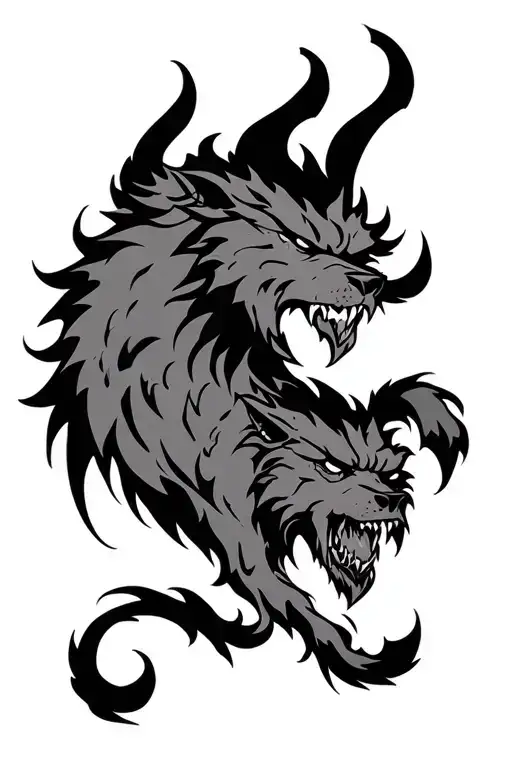Angry Cerberus Tattoo Design