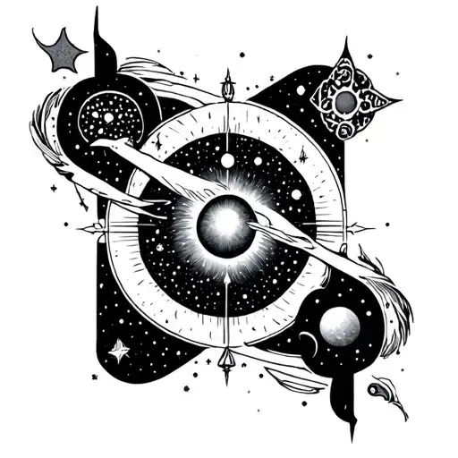 Celestial Themed Tattoo Featuring Elements