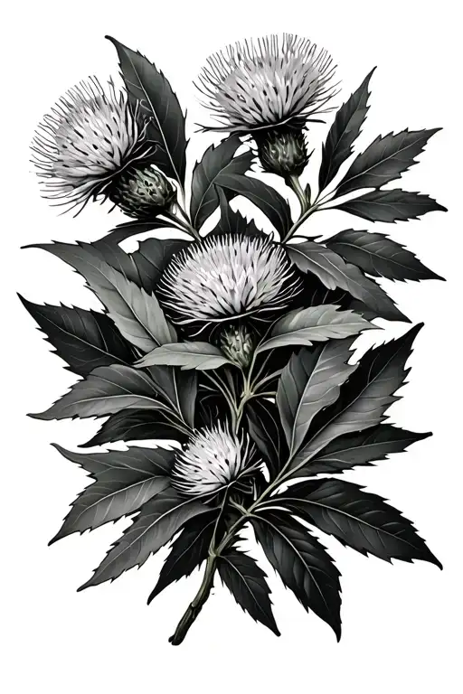 Australian Eucalyptus Leaves Intertwined With Some Scottish Thistles