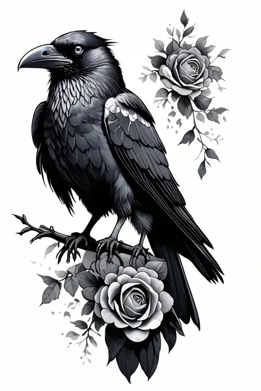 Raven Perched On Shoulder