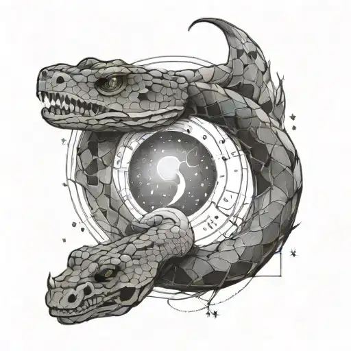 Snake Spine Tattoo With Constellations And Moon