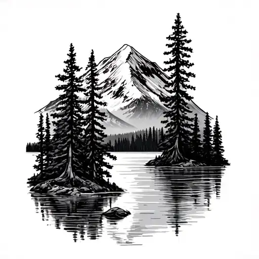 Mount Rainier Lake Trees Pacific Northwest
