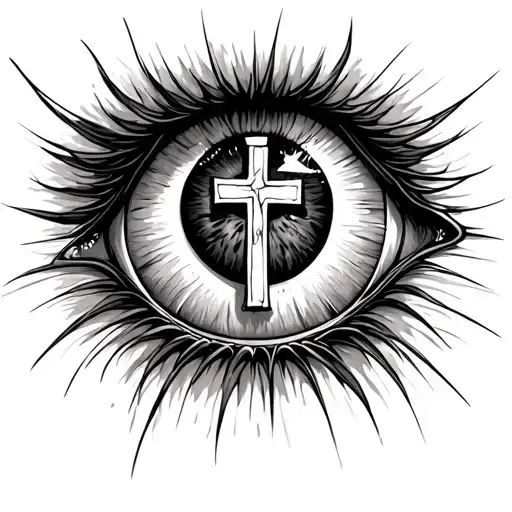 Eye Ball With Jesus Cross Inside Of The Eye Ball
