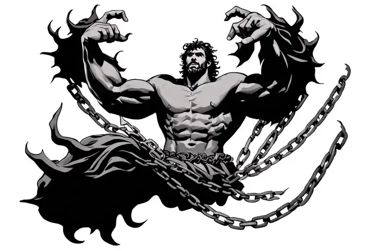 Samson Breaking Free From Chains