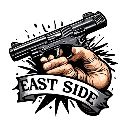 Arm Tattoo That Says East Side Gun Zone Hood Style