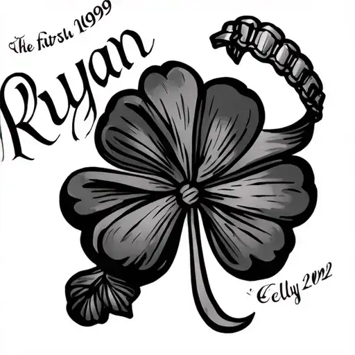 Garter Tattooing With The First Name Ryan 1999 The Irish Clover And The First Name Celya 2002