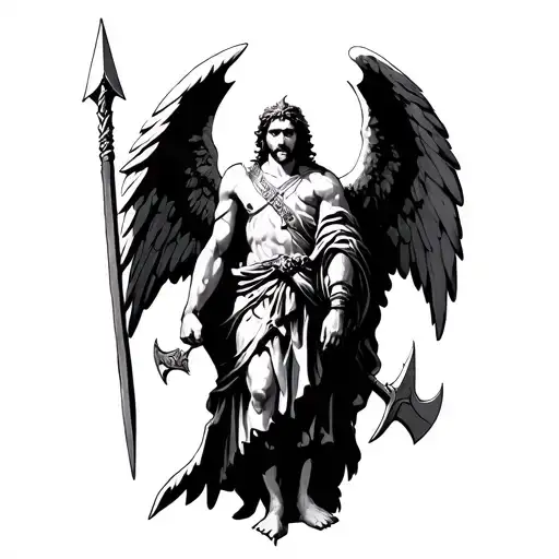 Archangel Michael With Spear And Axe