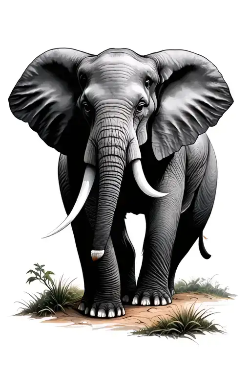 Elephant With Trunk Wrapping Leg