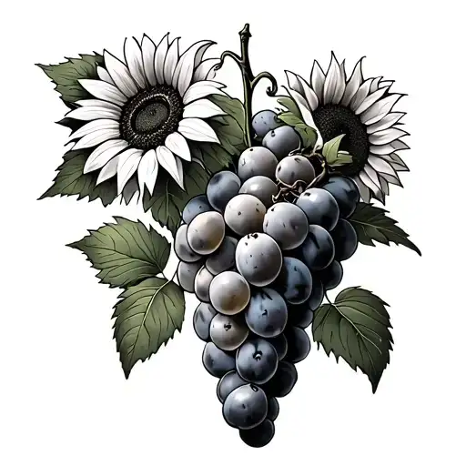 Strwaberries Grapes Sunflowers Long Greens Stems