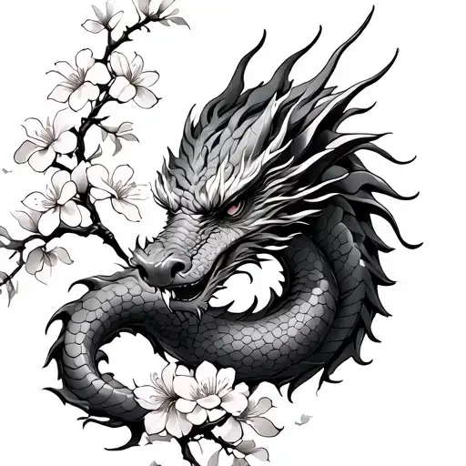 Dragon With Cherry Blossoms Wrapped