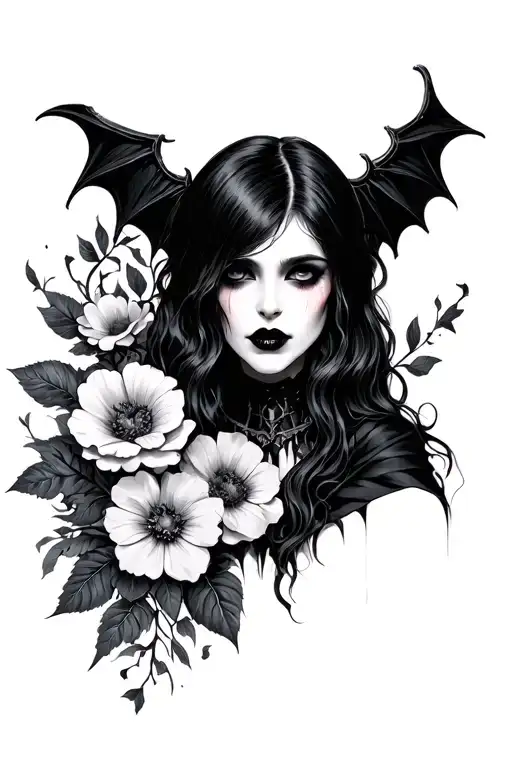 Vampire Girl With Flowers