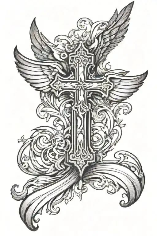 Christian Cross With Angel Wings
