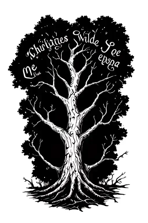 Tree With Phrase Around The Stem