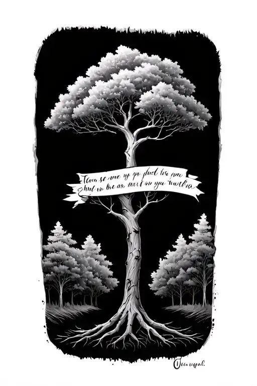 Tree With Phrase Around The Stem