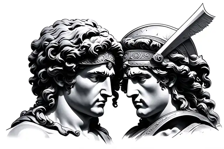 Persues And Achilles Face Statue For The Chest