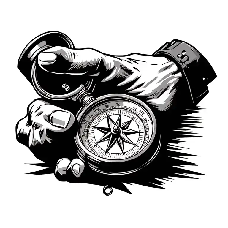 Hand Holding A Compass