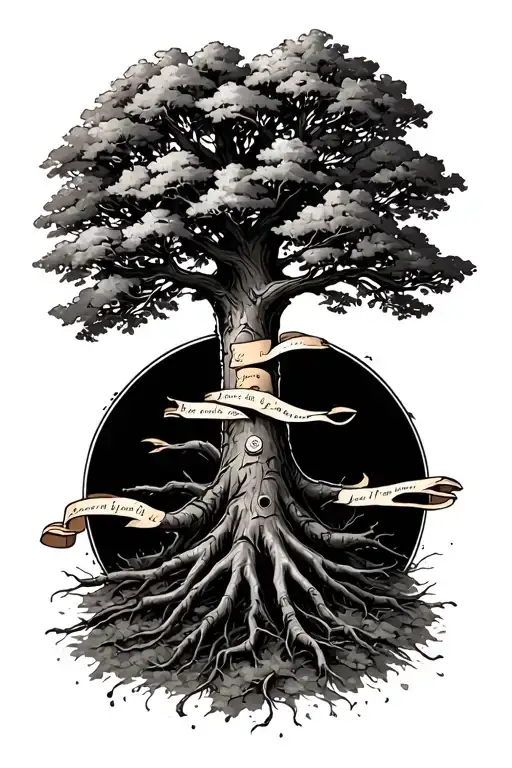 Tree With Paper With Phrase Around The Stem