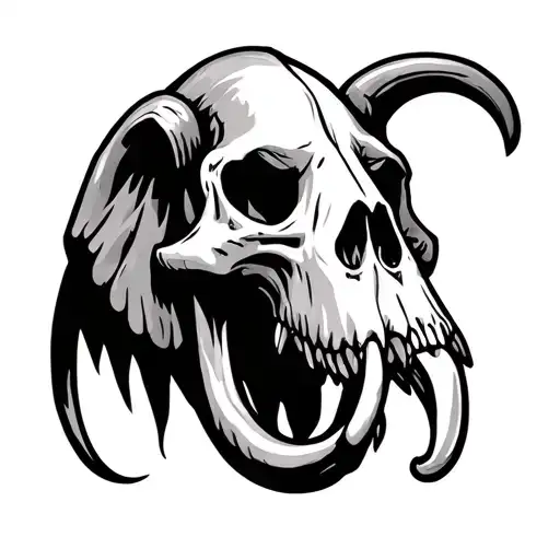 Mammoth Skull Old School Style