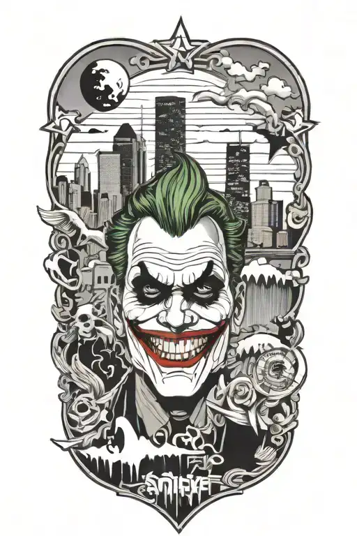 Houston Skyline With Be Someone Mural Depicting The Joker