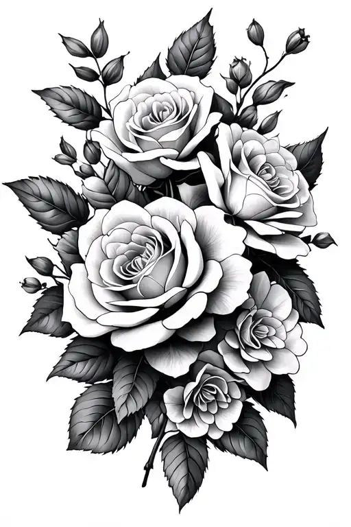 Honeysuckle Flowers And Roses Intertwined