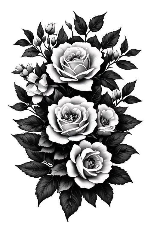 Honeysuckle Flowers And Small Roses Intertwined Within