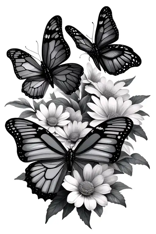 Several Butterfly With Flowers