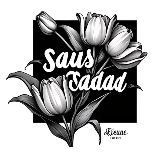 Saudade Word With And Tulips Coming