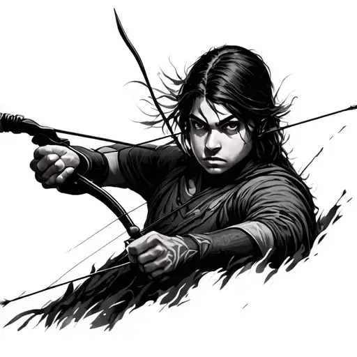 Archer Hiding In The Shadows Holding Bow And Arrow At The Ready