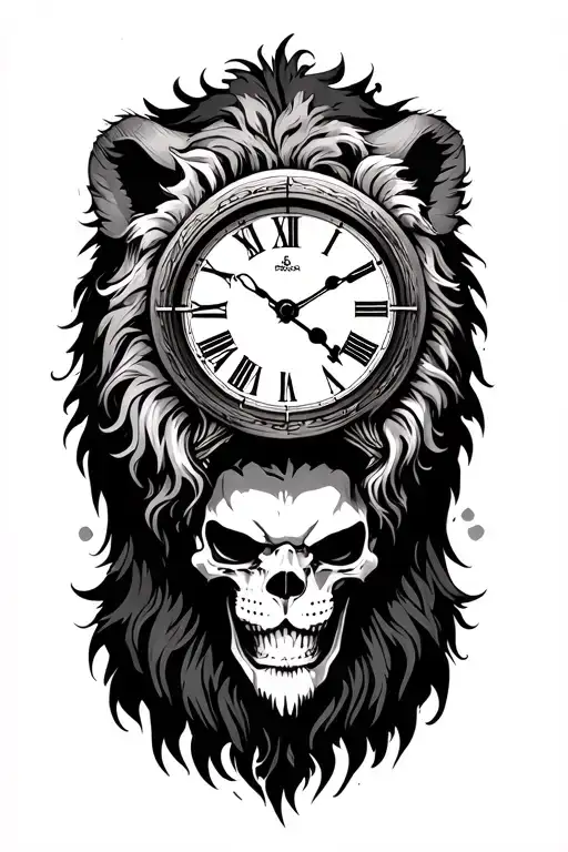 Grim Reaper Clock And Lion