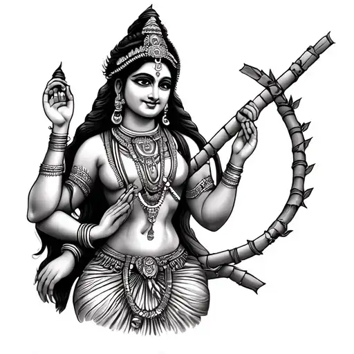 Hindu Goddess Holding Sugarcane Bow