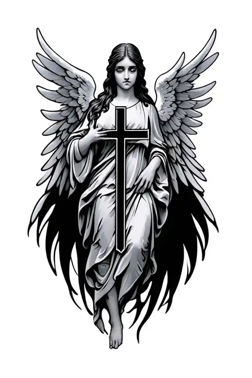 Straight Line Cross That Looks Like An Angel With Wings