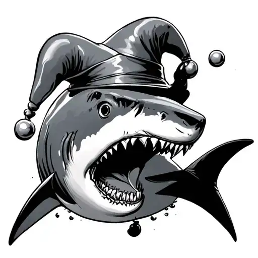 Shark With Jester Hat Swimming Up