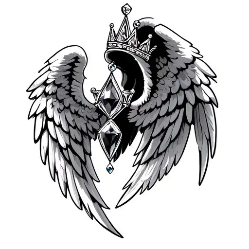 Angel Wings With Jewel Crown Jewels