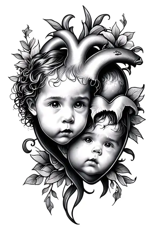 Thum Prints Heart With Baby Face Tattoo Design Inspired