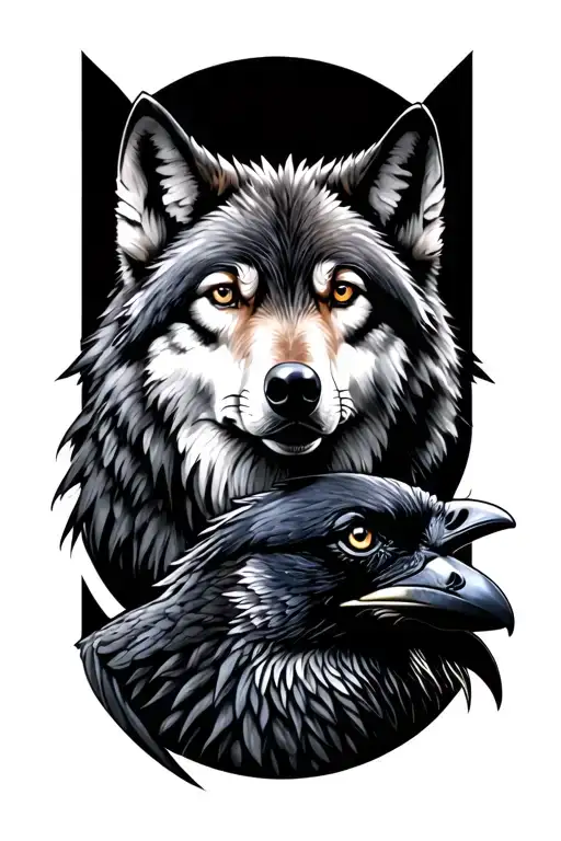 Wolf And Raven Together